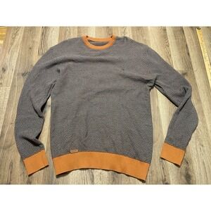 Aiopeson Sweater, Men's Size Large, Brown Blue Orange, Crew Neck, Pullover